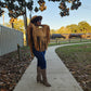 "Khaki Brown" Long Sleeve Pullover Fringe Crop Top