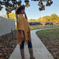 "Khaki Brown" Long Sleeve Pullover Fringe Crop Top