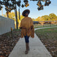 "Khaki Brown" Long Sleeve Pullover Fringe Crop Top