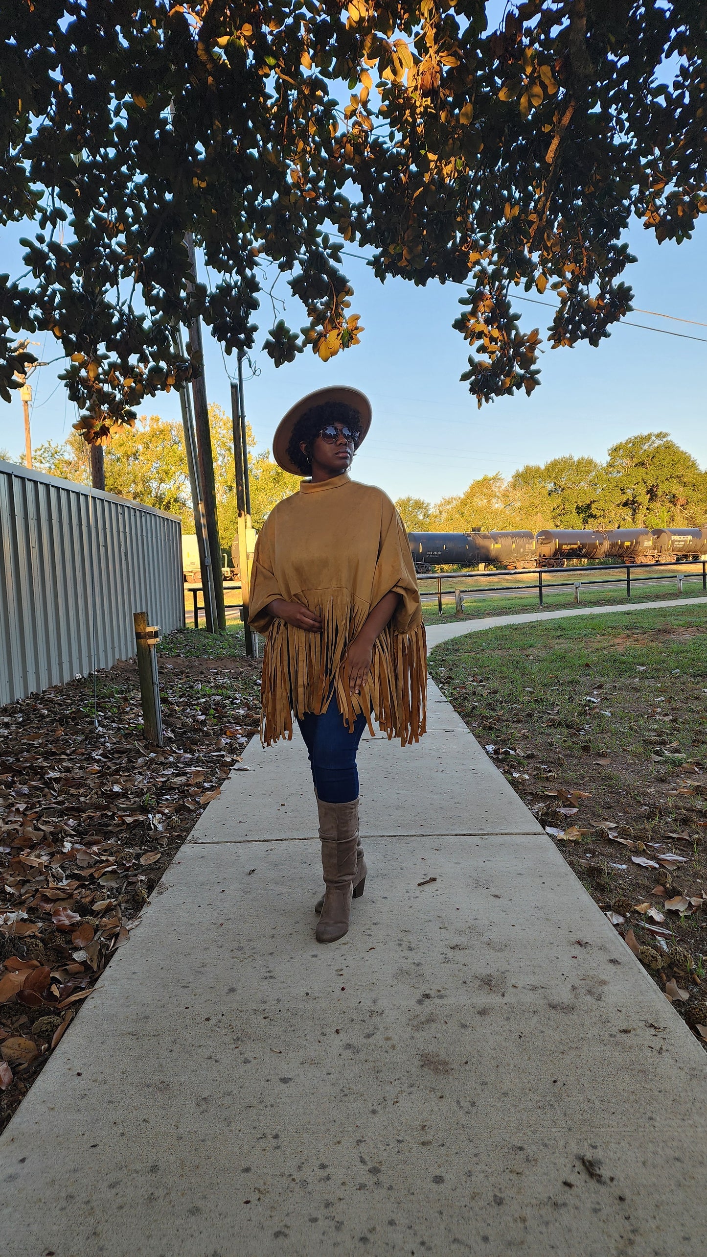 "Khaki Brown" Long Sleeve Pullover Fringe Crop Top