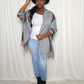 The Luxe Fringe Poncho- Grey