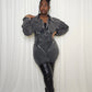 Mineral Wash Corset Jumpsuit- Black