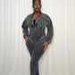 Mineral Wash Corset Jumpsuit- Black