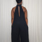 Halter Neck Chiffon Jumpsuit- Black