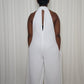 Halter Neck Chiffon Jumpsuit- White