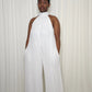 Halter Neck Chiffon Jumpsuit- White