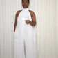 Halter Neck Chiffon Jumpsuit- White