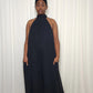 Halter Neck Chiffon Jumpsuit- Black