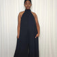 Halter Neck Chiffon Jumpsuit- Black