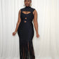 Bodycon Fringe Hem Dress- Black