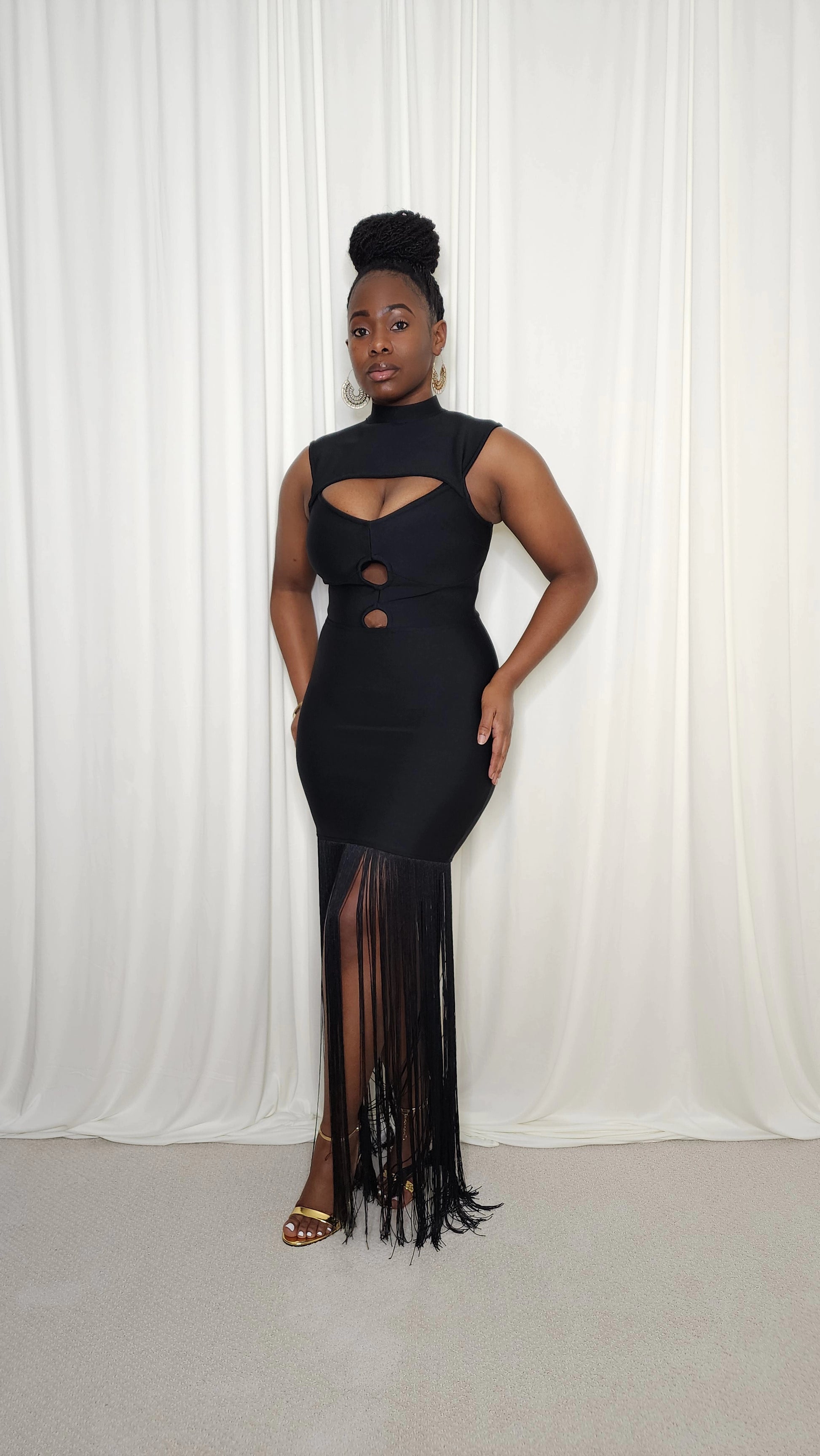 Bodycon Fringe Hem Dress- Black – The Style Diary Boutique