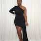 Cold Shoulder Mini Dress- Black