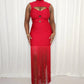 Bodycon Fringe Hem Dress- Red