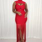 Bodycon Fringe Hem Dress- Red