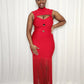 Bodycon Fringe Hem Dress- Red