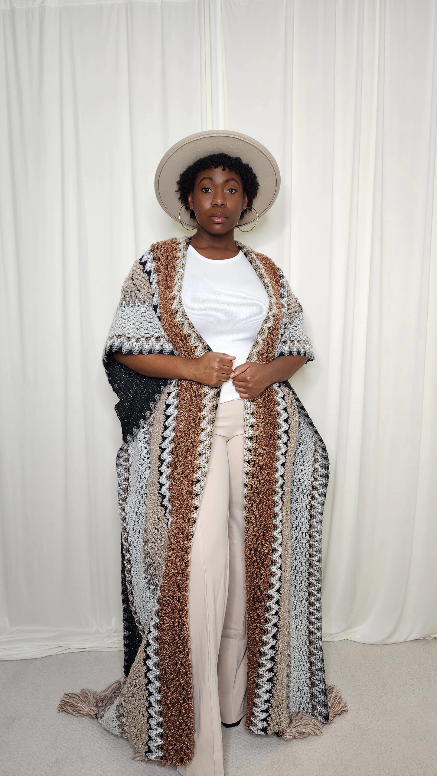 Brown Cardigan w/ Bottom Tassels