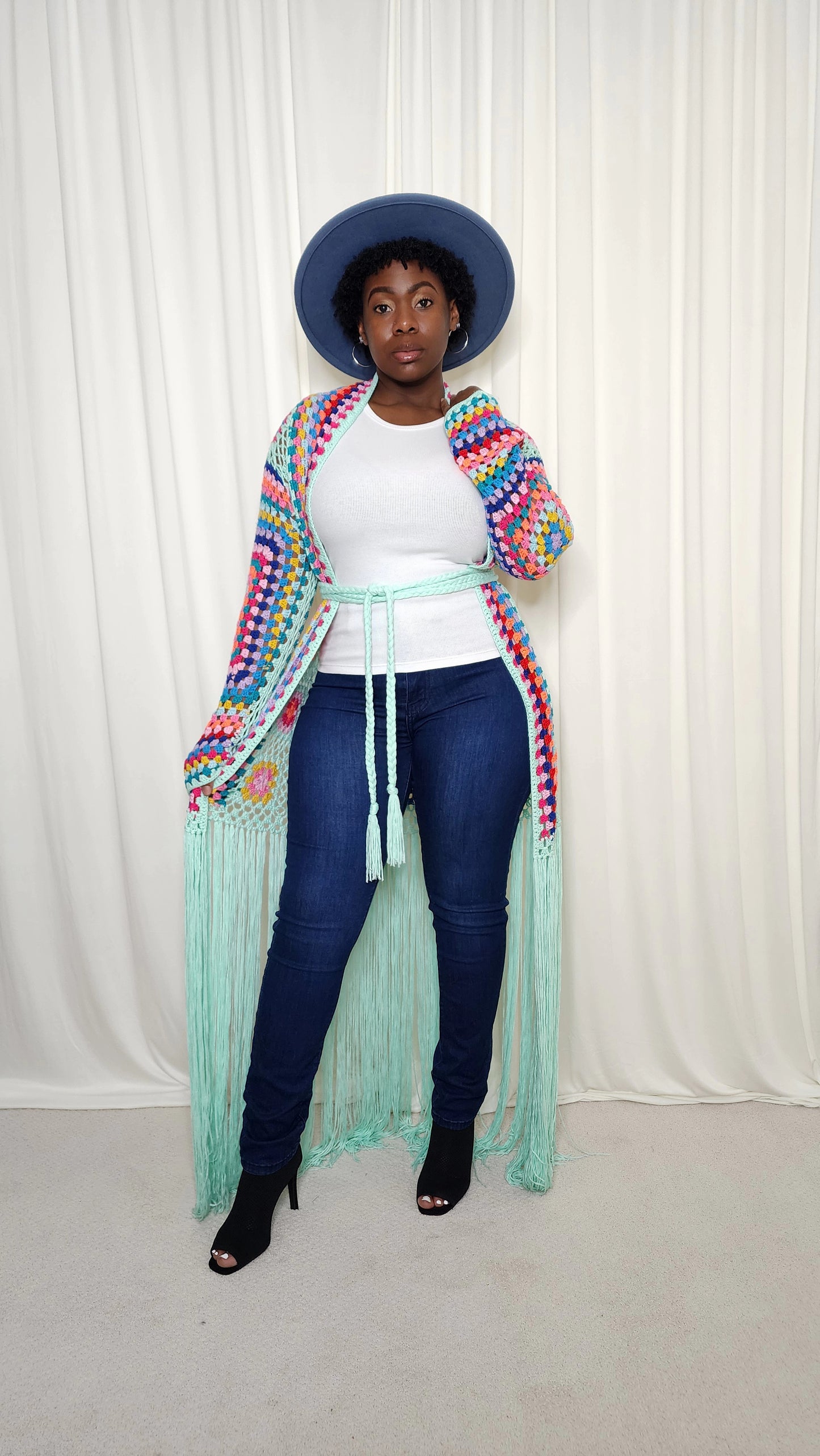 Mint Green Crochet Cardigan