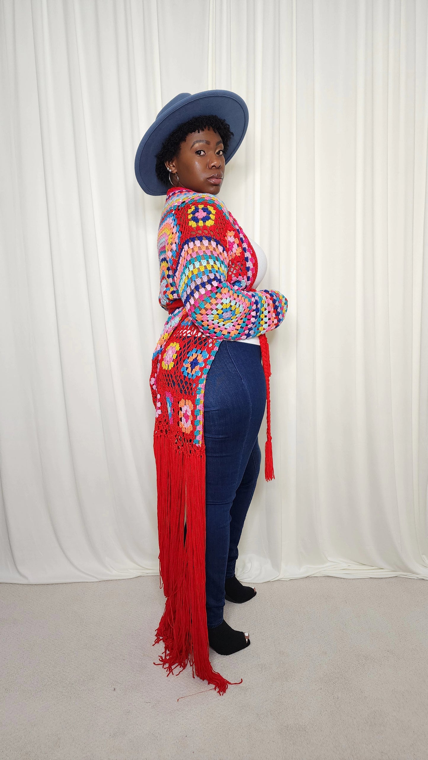 Red Crochet Cardigan